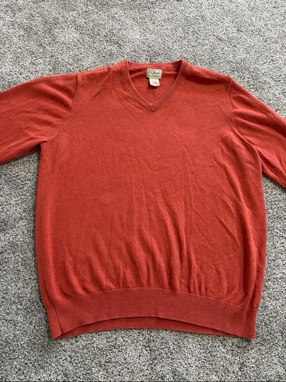 L.L. Bean Men's V-Neck Sweater in Burnt Orange
